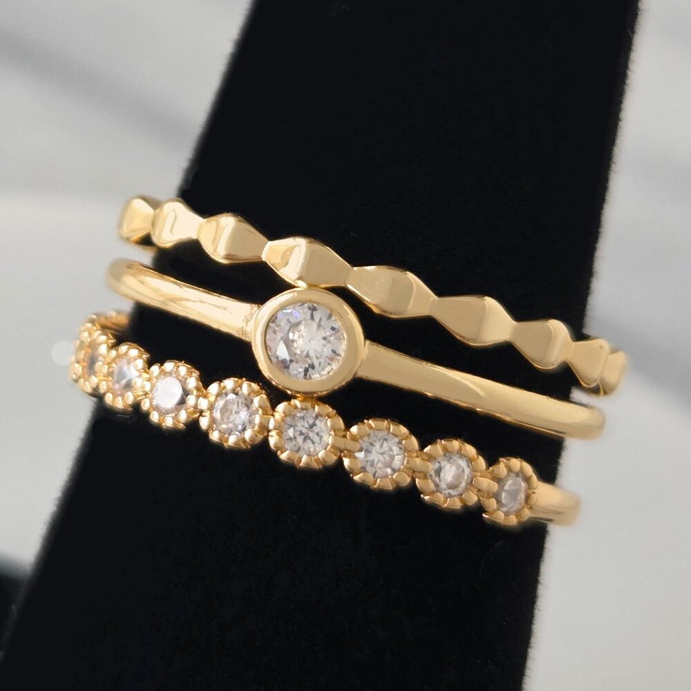 Dainty Gold Boho 3-ring set, Charmed Aroma Wanderlust Collection